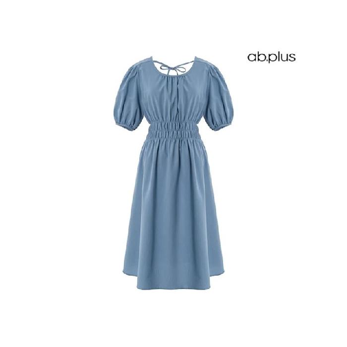 韓国で注目されているブランド ab.plus [韓国で注目されているブランド ab.plus]シャーリング バックリボン 紐 ポイント ワンピース (LSX2MO47A)