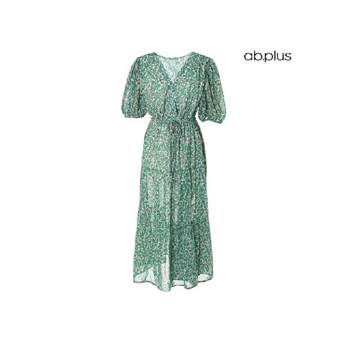 韓国で注目されているブランド ab.plus [韓国で注目されているブランド ab.plus]フラワー パターン Vネック ワンピース (LSY2MO50A)