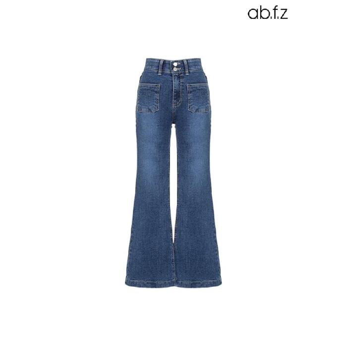 韓国で注目されているブランド ab.plus [ab.f.z] ポケット ブーツカット デニム パンツ (AFX4QE38A)