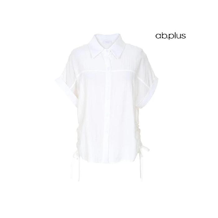 韓国で注目されているブランド ab.plus [韓国で注目されているブランド ab.plus] カラー シャツ サイド シャーリング 半袖 ブラウス (LSY2MBC5A)