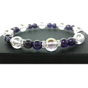 ★ラベンダーアメジストオーラ&アメジストブレスレット【ラベンダーアメジストオーラ8mm珠、アメジスト6mm珠】 (Lavender Amethyst Aura、...