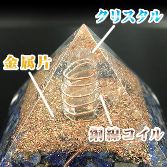 ★オルゴナイト ピラミッド（ラピスラズリさざれ石入り）○縦×横×高さ：約7×7×5.5cm（Orugonaito、青金石、瑠璃、Lapislazuli） 開運グッズ 開運アイテム 開運 置物 幸運 グッズ 縁起物 風水グッズ 玄関 置物 玄関 インテリア※メール便不可