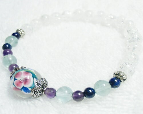 とんぼ玉天然石ブルーフローライトア...