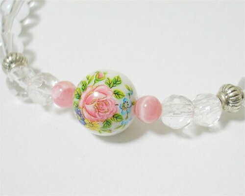 天然石　薔薇　バラ　プリント　ハウライト　インカローズ　パワーストーン ヒーリング　ブレスレット