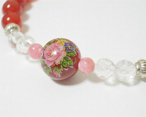 天然石薔薇バラプリントカーネリアン...