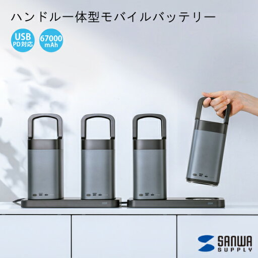【送料無料】ハンドル一体型 モバイルバッテリー サンワサプライ BTL-RDC36 充電 PSE適合品 67000mAh ノートパソコン タブレット コンパクト 持ち運びしやすい フリーアドレス オフィス 会社 事務所 ブラック Type-Cケーブル付属 ノマドワーカー カフェ キャンプ アウトドア 【送料無料】ハンドル一体型 モバイルバッテリー サンワサプライ BTL-RDC36 充電 PSE適合品 67000mAh ノートパソコン タブレット コンパクト 持ち運びしやすい フリーアドレス オフィス 会社 事務所 ブラック Type-Cケーブル付属 ノマドワーカー カフェ キャンプ アウトドア