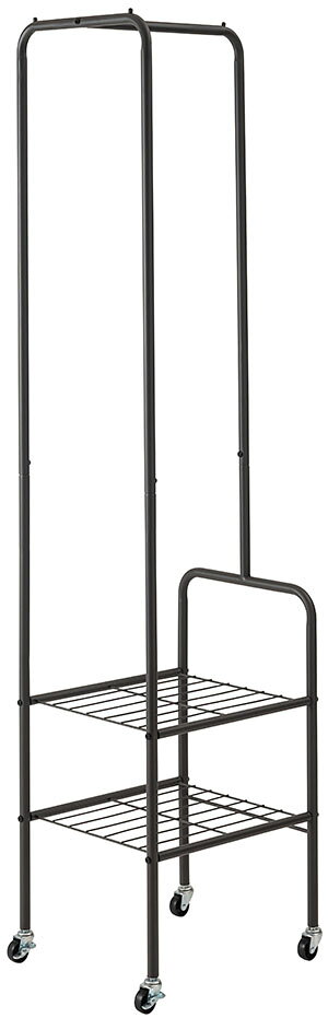 ☆ ハンガーラック MIP-29 ハンガー 収納 収納棚2段 装飾 インテリア 室内 玄関 玄関先 スリム コンパクト 省スペース キャスター付 ストッパー付きキャスター スチール 軽量 軽い シンプル スタイリッシュ おしゃれ モノトーン ダークグレー グレー ホワイト ショップ 店舗 [2]