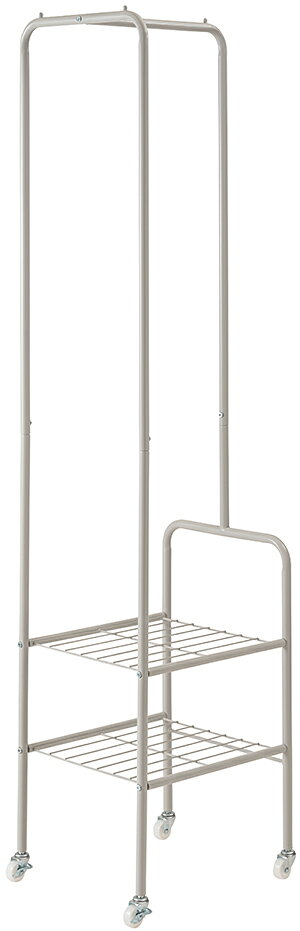 ☆ ハンガーラック MIP-29 ハンガー 収納 収納棚2段 装飾 インテリア 室内 玄関 玄関先 スリム コンパクト 省スペース キャスター付 ストッパー付きキャスター スチール 軽量 軽い シンプル スタイリッシュ おしゃれ モノトーン ダークグレー グレー ホワイト ショップ 店舗 [3]
