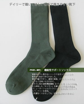 【ガッツマン】ND-01 3足組 ズレにくい!先丸ソックス!生地厚★☆☆【丈夫 長持ち フィット 抗菌防臭 吸湿速乾 蒸れにくい 長靴 革靴 安全靴 ビジネス 自衛隊 通勤 ノーマル メンズ レディース 防災の日】機能性サポートソックス【日本製】