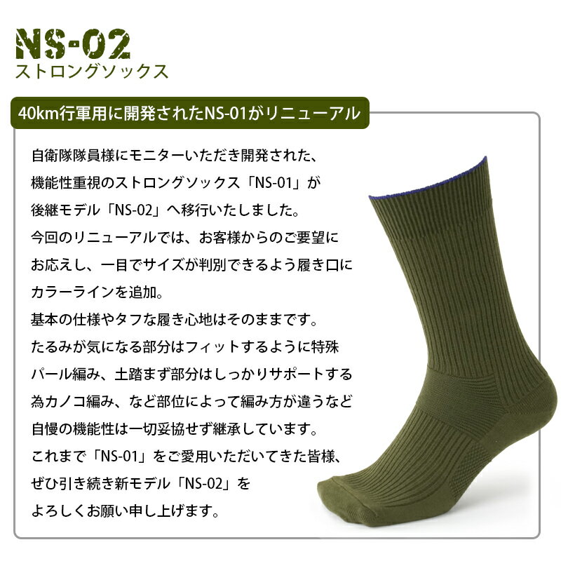 ガッツマン NS-02 ストロングソックス 自衛隊40km行軍用 日本製 先丸靴下(ノーマルタイプ) NS-01がリニューアル 丈夫 厚手 ずれない 蒸れない 安全靴 ビジネス 現場作業 ハードワーカー アウトドア キャンプ 2