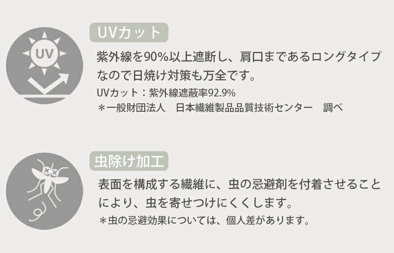 ロングアームカバー ダブルカットタイプ UVカット 虫除け加工 黒 60cm 紫外線90%以上カットで安心 保湿繊維使用 外出時 車の運転 ガーデニング 通気性に優れ汗のベタつきを抑えズリ落ちにくい
