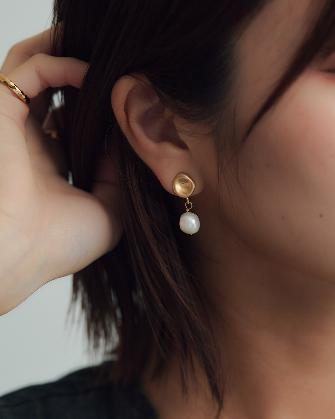 イヤリング淡水パールパール1粒大粒...