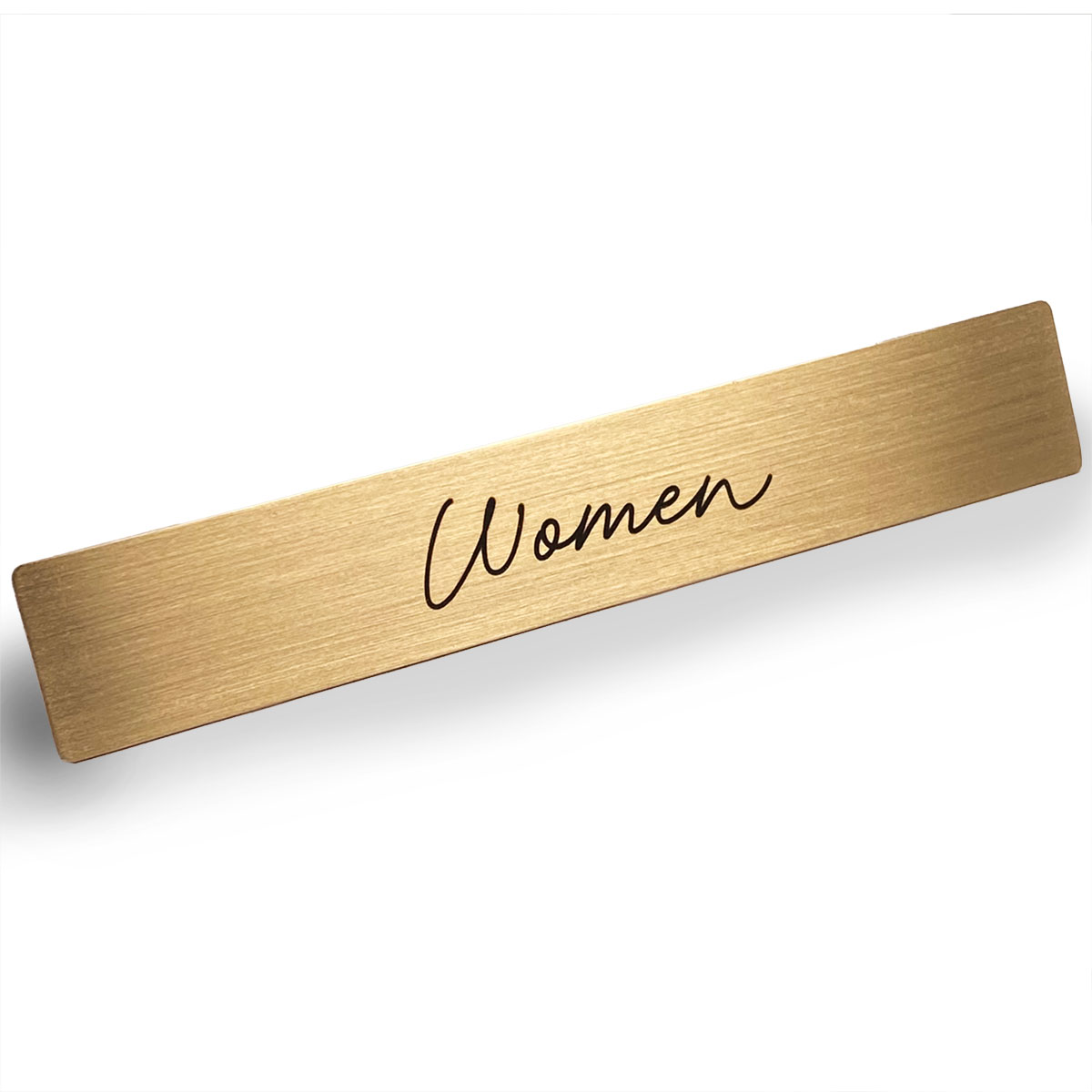 真鍮 ドア 壁 サイン プレート 「 Women 」 筆記体 トイレ 便所 女性用 ステッカー シール 表示板 12cm x 2cm トイレ ステッカー トイレステッカー