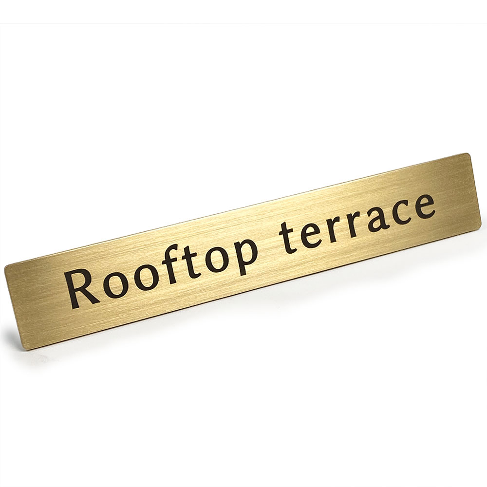 Rakuten - 【 LINE登録で300円OFF 】真鍮 ドア サイン プレート 「 Rooftop terrace 」 屋上 テラス ステッカー シール 12cm x 2cm