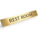 楽天家ホテル カーテン＆タオル専門店真鍮 プレート トイレ プレート ゴールド 「 REST ROOM 」 女性用 男性用 便所 ドア 壁 用 おしゃれ 真鍮 サインプレート 12cm x 2cm スタイリッシュ ゴージャス 金色 ゴールド ギフト プレゼント トイレ ステッカー トイレステッカー