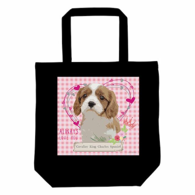 樂天商城 - キャバリア 犬 グッズ トートバッグ 雑貨 ギフト プレゼント かわいい 鳥 名入れ 名前入れ 文字入れ レッスンバッグ エコバッグ お買い物バッグ マイバッグ 買い物袋 黒 ブラック 誕生日プレゼント 入学祝い 合格祝い 入社祝い KYAPIArt きゃぴあーと
