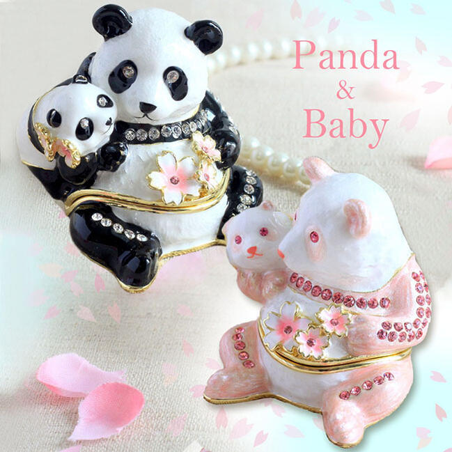 【パンダ&ベビー】ジュエリーボックス アクセサリーボックス 宝石箱 ジュエリーケース アクセサリーケース 収納 雑貨 インテリア小物 置物 小物入れ 雑貨小物店...