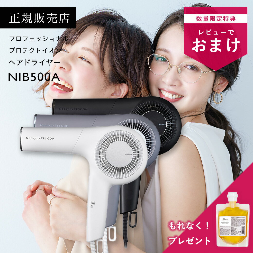 Nobby by TESCOM ノビーバイテスコム プロテクトイオン ヘアドライヤー NIB500A 正規品 軽量 騒音軽減 送料無料 大風量 速乾 ブラック グレー ホワイト 艶髪 プロ仕様