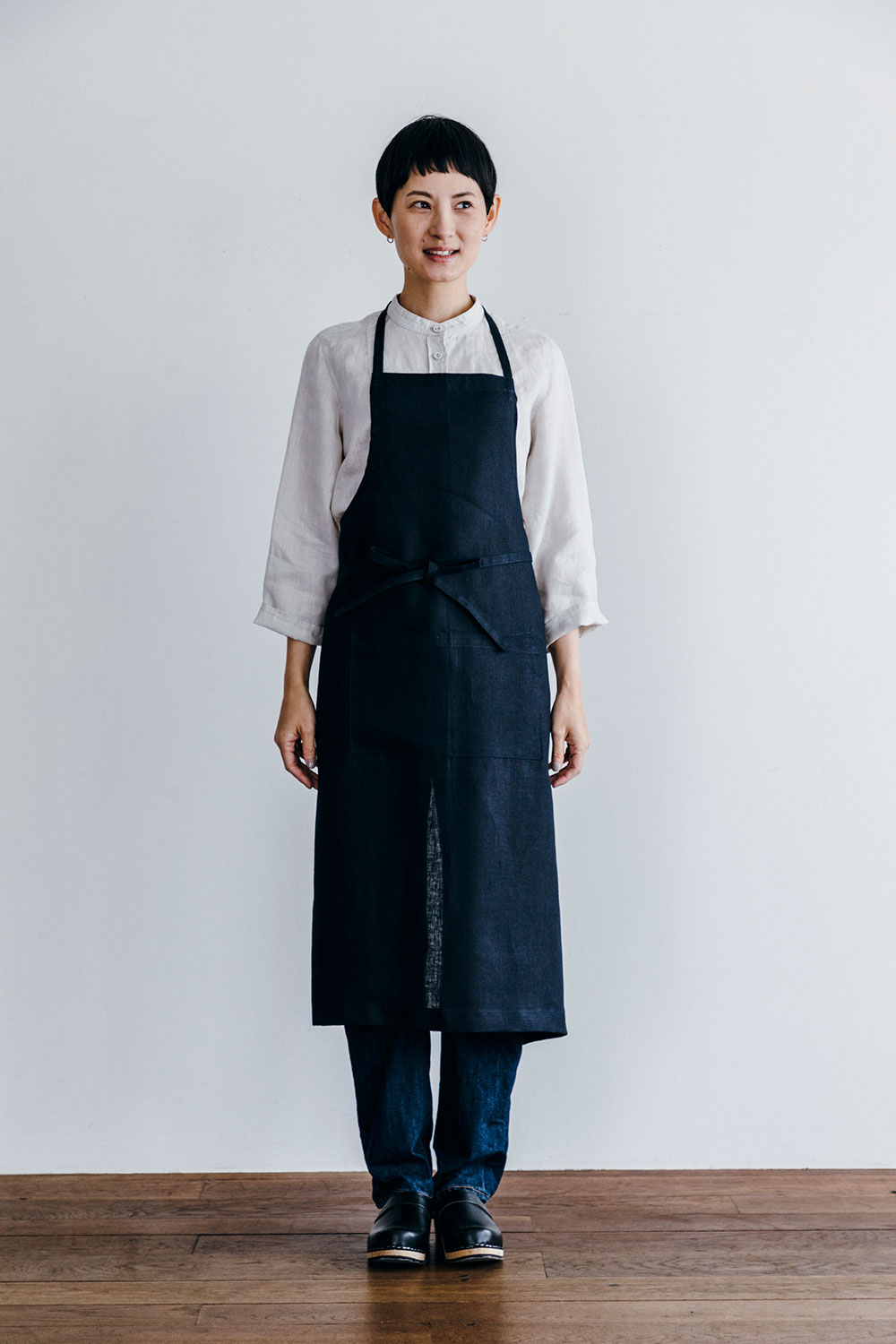 フォグリネンワーク　エプロン fog linen work LKA004-104 リネンフルエプロン *ネイビー*