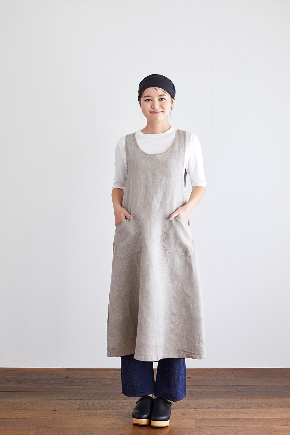 フォグリネンワーク　エプロン fog linen work LKA116-104 リネンオーバーエプロン *ナチュラル*