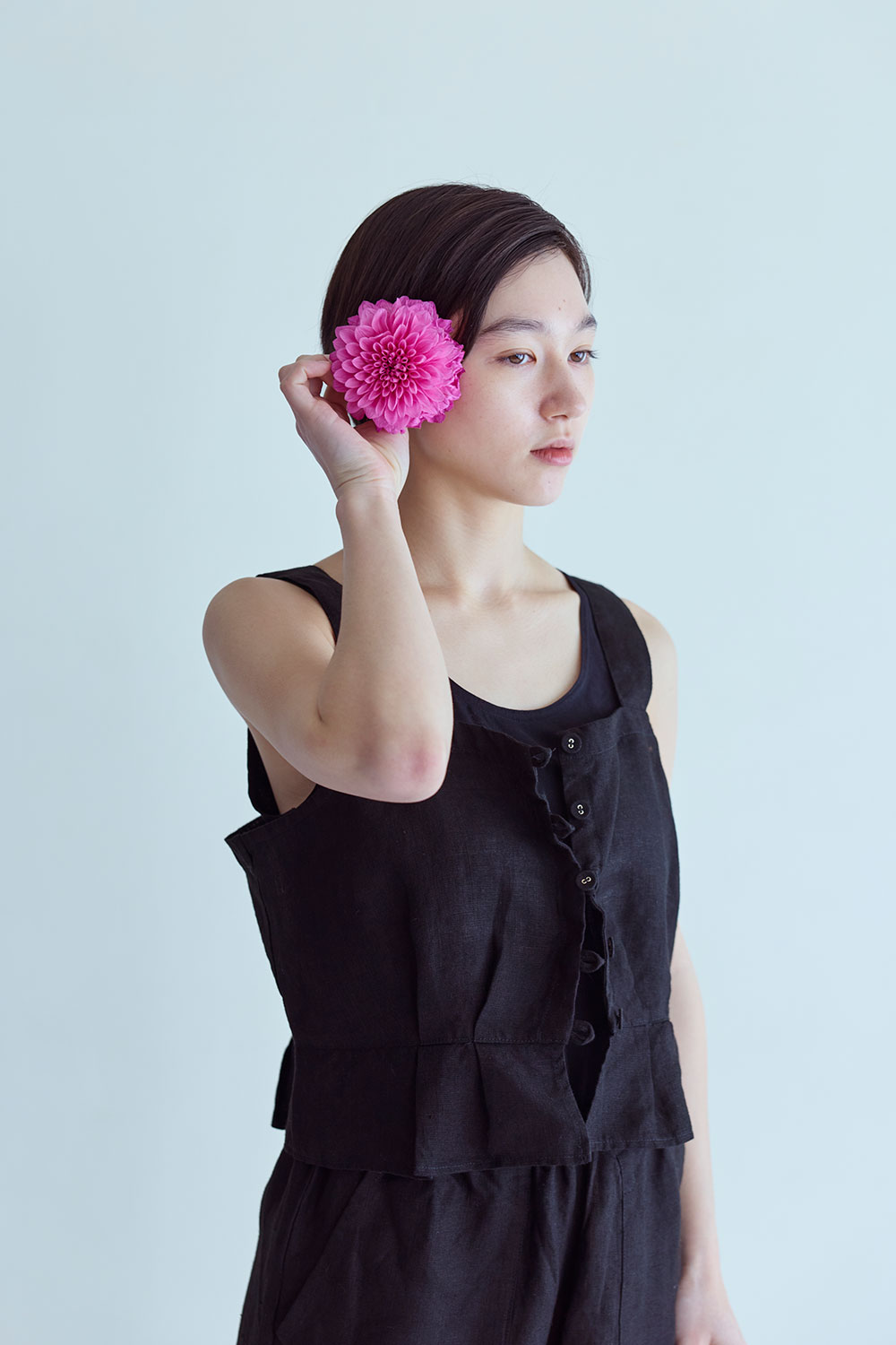 Rakuten - fog linen work LWC040-17 メアリー　トップ *ブラック*