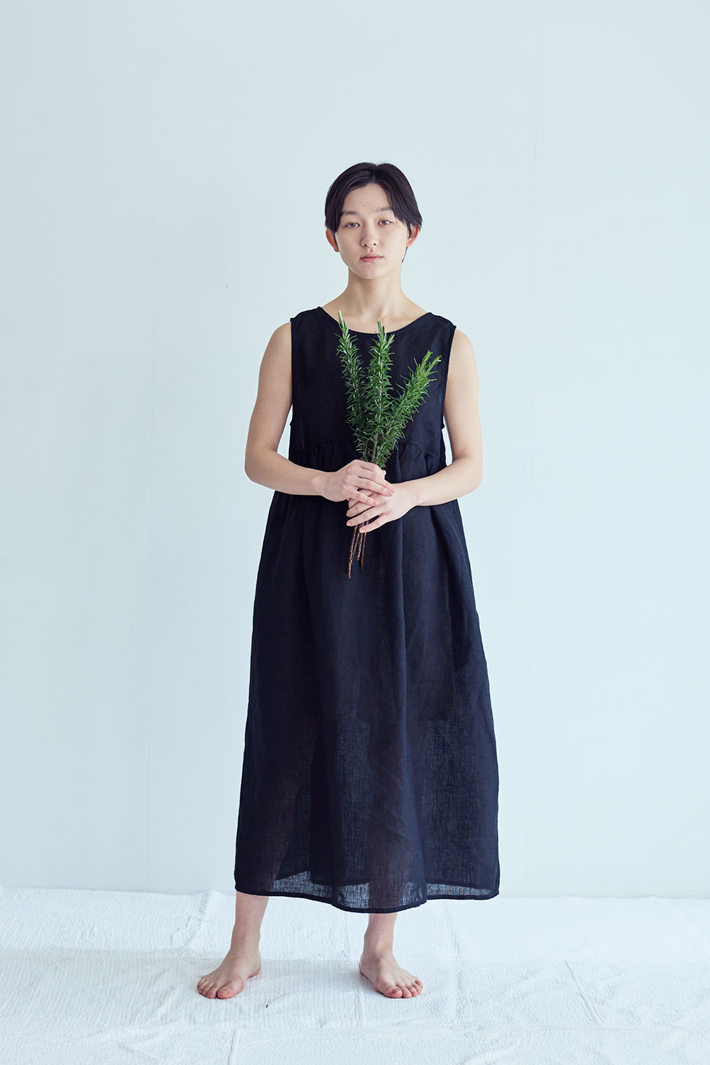 fog linen work LWC041-17 ノーラ　ワンピース *ブラック*