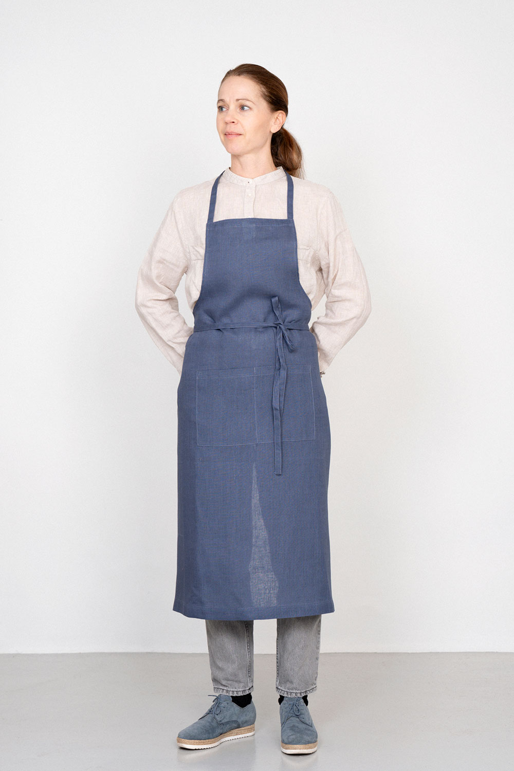 Rakuten - fog linen work LKA004-1193 リネンフルエプロン *ブルーフュメ*