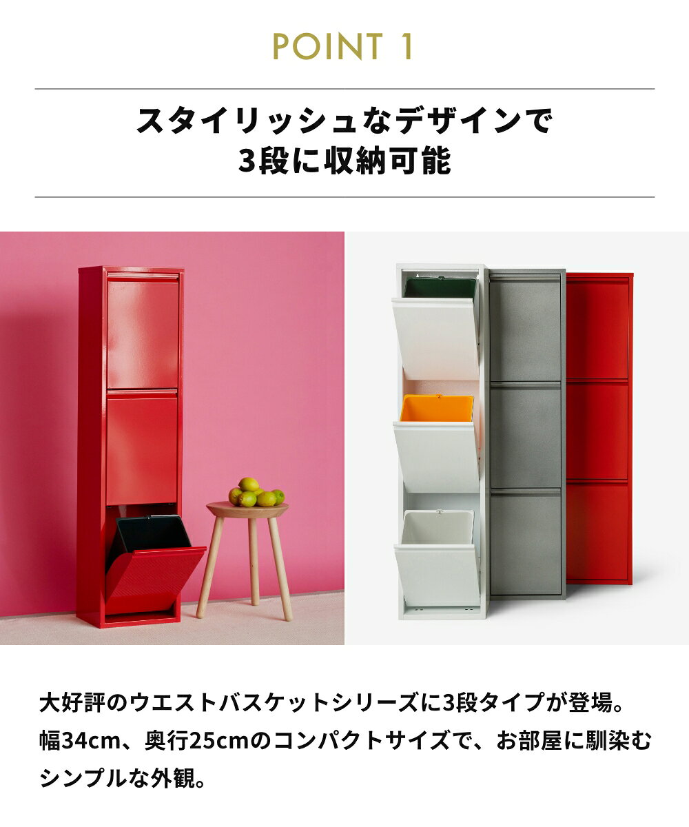 《全3色》DOTTUS ウエストバスケット3 Waste Basket3 分別ゴミ箱 【デザイン雑貨 ゴミ入れ 収納 リビング キッチン ダストボックス インテリア】☆ この商品はメーカーより直送いたします。 [3]