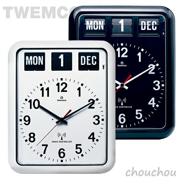《全2色》TWEMCO RC-12A パタパタ時計 電波式カレンダー時計【トゥエンコ トゥエムコ デザイン雑貨 掛時計 かけ時計 とけい 壁掛け パタパタ アナログ カレンダークロック 表示 電波時計 オフィス 店舗】