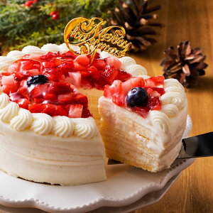 クリスマスケーキ【早割22%オフ!4999円→3890円!12/5まで!】クリスマス ケーキ 予約 2021 クリスマス お歳暮 ギフト 手作り お取り寄せグルメ ミルクレープ クレープ いちご ホワイト チョコ 4号 2人用 3人用 4人用 ホワイトプレミアムミルクレープケーキ 送料無料