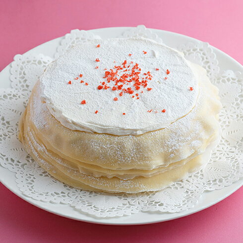 敬老の日 プレゼント ギフト スイーツ 2020 ケーキ ミルクレープ ホールケーキ ストロベリー いちご 誕生日ケーキ 内祝い パーティー 手作り もっちり食感の手作りミルクレープストロベリーミルクレープ1ホール