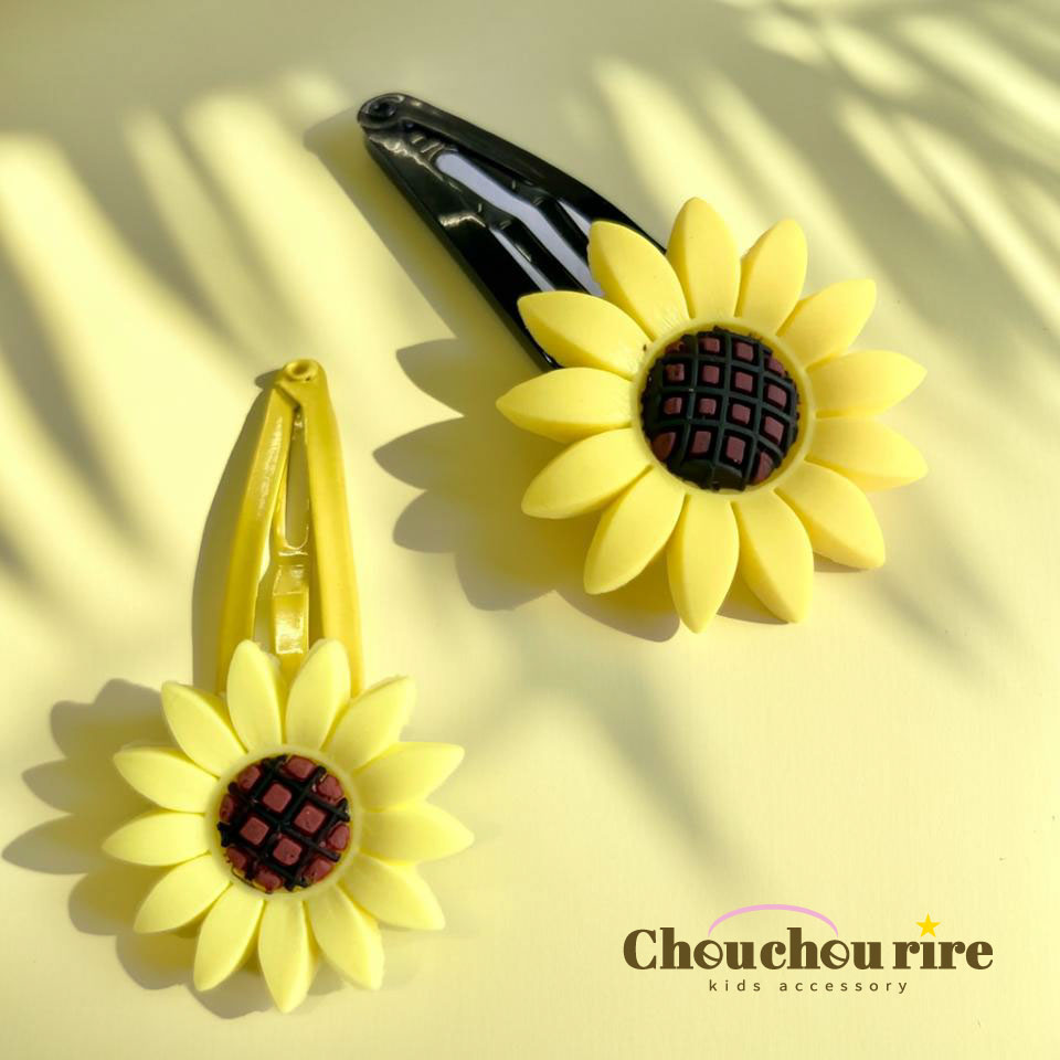 【ひまわりスリーピン 1本】向日葵 浴衣 夏祭り 海 プール レジャー イベント キッズアクセ 夏コーデ ..