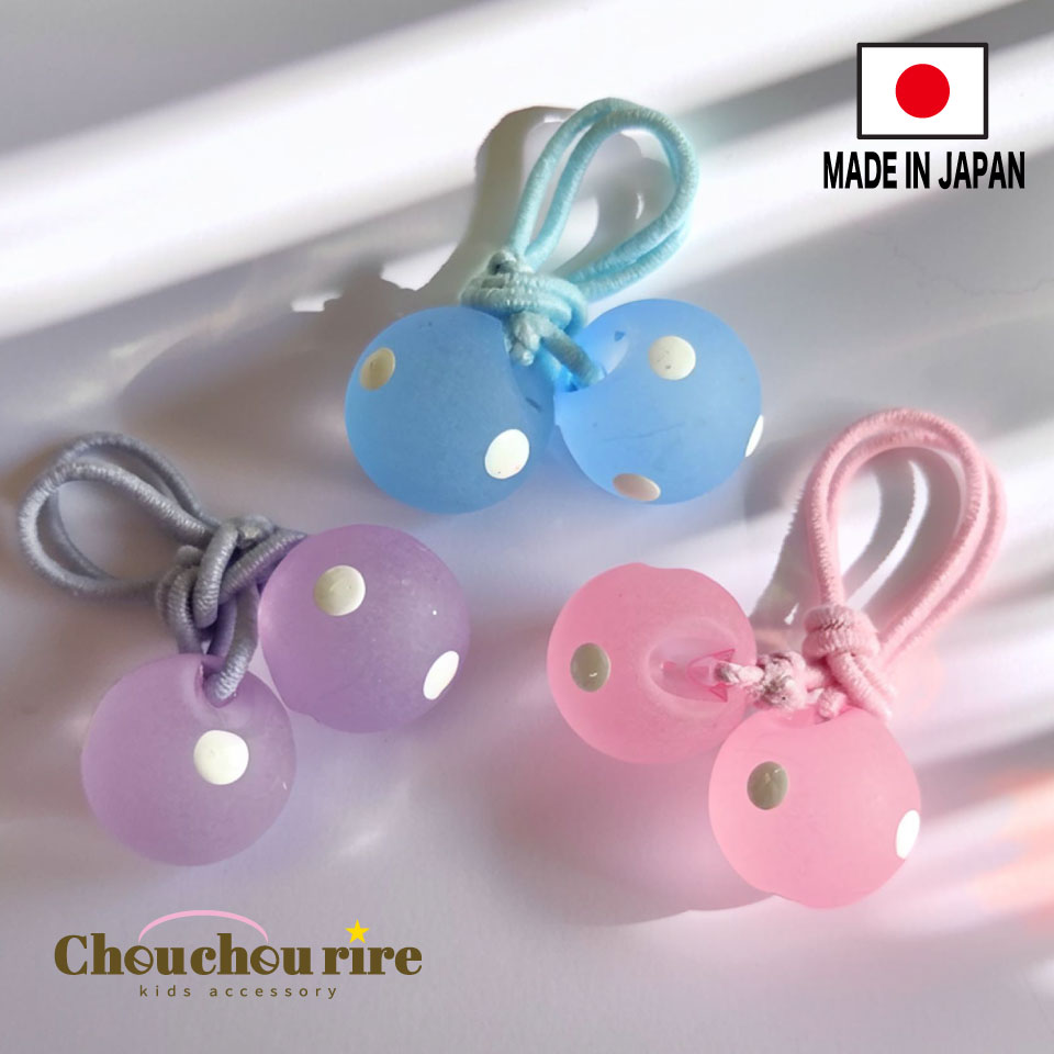 【日本製】【シーグラス風 ドットポニー1本】可愛い かわいい ヘアゴム おしゃれ 水玉 キッズ こども 幼稚園 小学生 通園 通学 ツインテール おしゃれ シンプル ドット柄 夏 琥珀糖 磨りガラス風　砂糖菓子風 ナチュラル