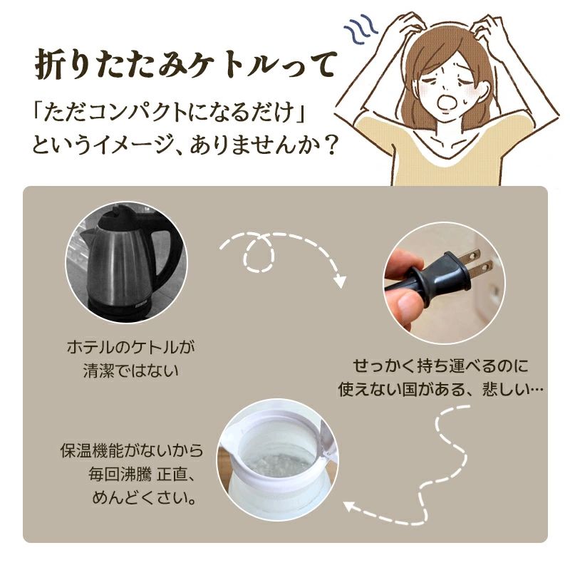 折りたたみケトル 電気ケトル 0.7L 持ち運びケトル 持ち運び キャンプ アウトドア ...