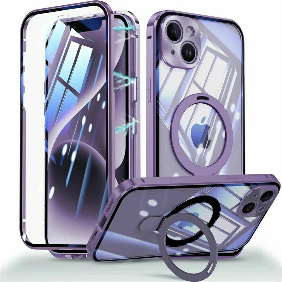 iPhone16/16promaxiPhone16proiPhone16plus 用 ケース 両面ケース ロック付き ガラスケース クリア 360°全面保護 アイフォン14 スマホケース アルミバンパー フルカバー カメラレンズ保護 ワイアレス充電 携帯ケース