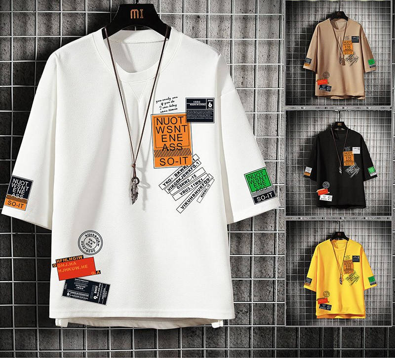 樂天商城 - メンズ 半袖Tシャツ 七分袖Tシャツ クルーネック 英文字 カジュアル 大きいサイズ 七分袖Tシャツ 丸首 ビッグT 20代 30代