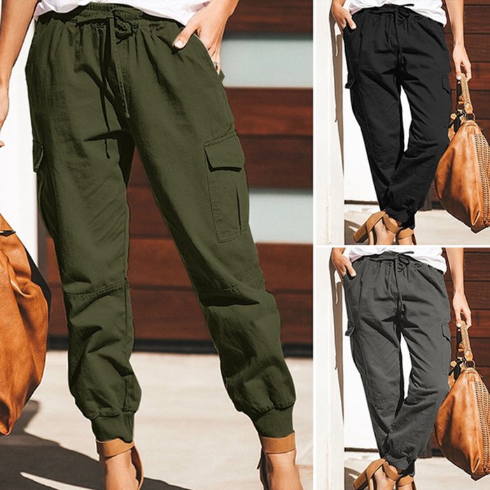 Cropped Pants - ロングパンツ レディース カーゴパンツ ロング丈 ボトムス ワークパンツ カジュアルパンツ おしゃれ カジュアル ヒップホップ ダンス衣装\