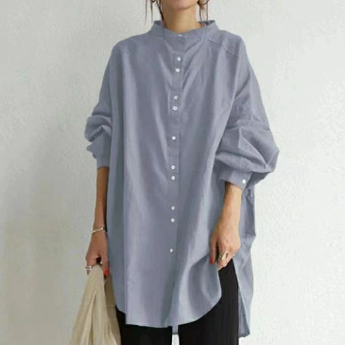 チュニックシャツ ロングシャツ ブラウス レディース カジュアル フェミニン 無地 ...