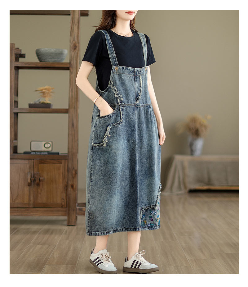 ジャンパー スカート オーバーオール 大きいサイズ やや 太め レディース デニム オーバー オール ワンピース mm ドローストリング ウエスト カバー 肉 痩せ 小さめ フェアリー