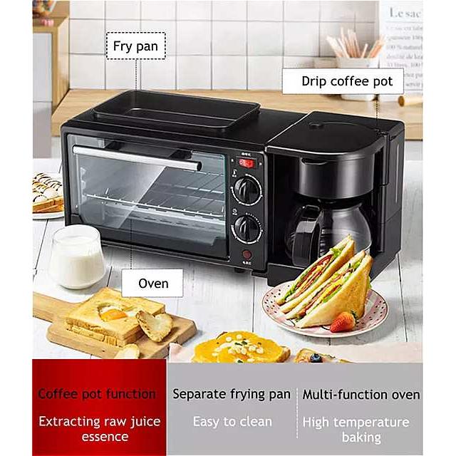 【3in1多功能トースター】2枚焼きオーブントースター＆コーヒーメーカー＆グリル一...