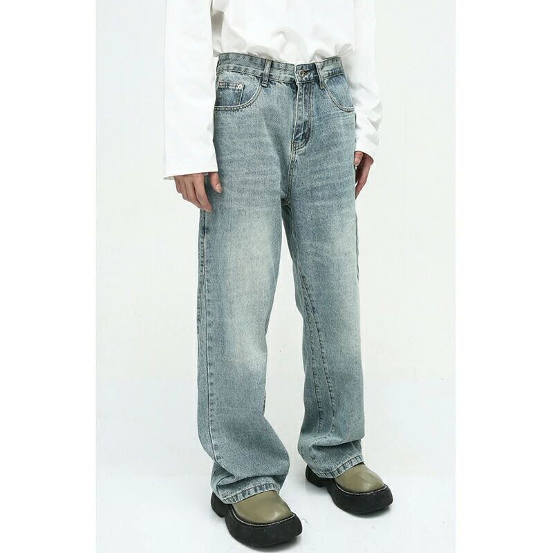S~XL ジーパン かっこいい バギーデニムパンツ ロング丈 ズボン ストレート イージー ルーズ ゆったり ジーンズ ワイドパンツ メンズ パンツ