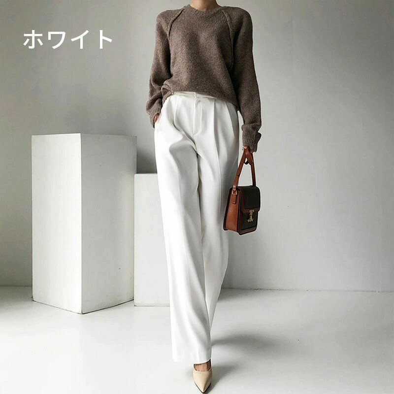 ワイドパンツ レディース シンプル 無地 トレンド 大人 リラックス 長ズボン 美脚 イージーパンツ 体型カバー ゆったり カジュアル