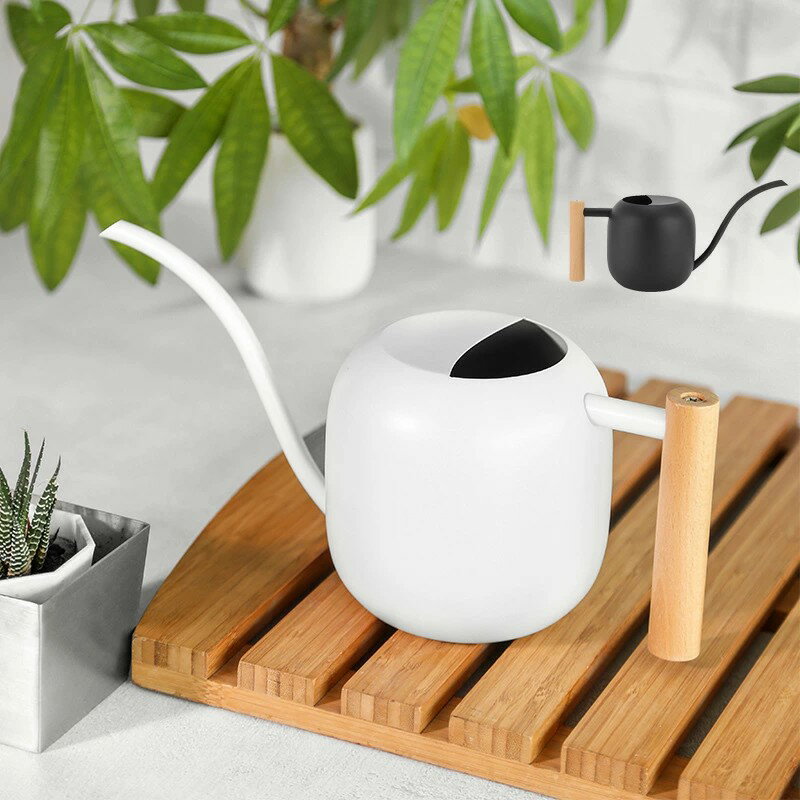 じょうろ 如雨露 ジョウロ 1200ml ピッチャー ウォーターポット 木製ハンドル ステンレス製 植物 園芸 ..