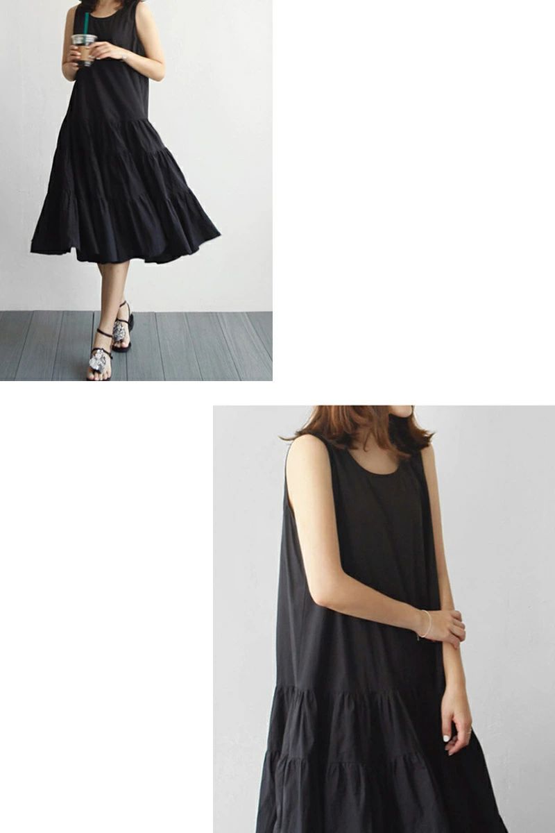 ジャンパースカート キャミソールワンピース キャミワンピース サロペットワンピ インナー キャミ オールインワン リネンワンピ ティアード ブラック 大きいサイズ サロペット ミモレ丈 ロング丈 夏 春 体型カバー 可愛い 無地 ボリューム ジャンスカ レディース
