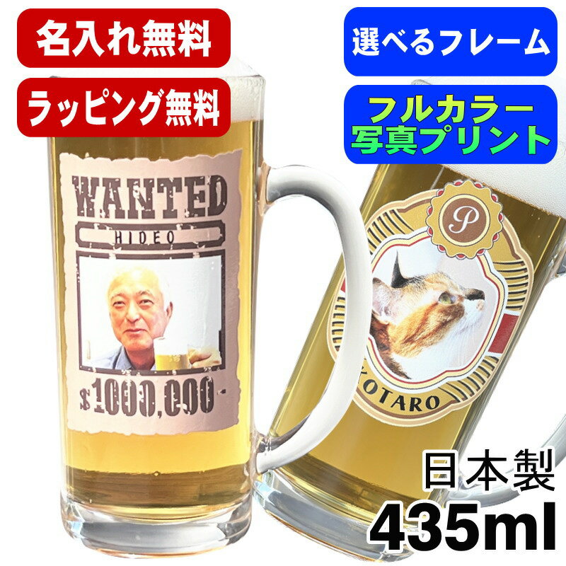 写真入り 名入れ ビールジョッキ プレゼント 名前入り ペット うちの子 写真 オリジナル グッズ 犬 猫 ペットオリジナルグッズ プリント 印刷 印字 グラス コップ ビアグラス おしゃれ ビールグラス ギフト 日本製 ビアジョッキ 435 ml 【人気商品】 PSYN-14