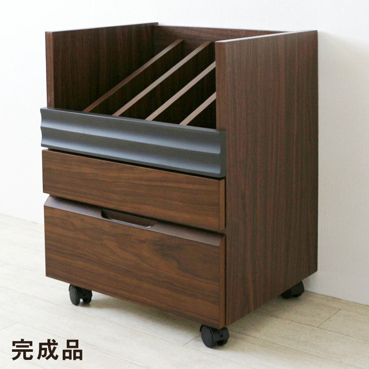 【本日クーポン5%引】 天然木 ファイルワゴン A4サイズ対応 2段 キャスター付き デスクワゴン サイドワゴン ファイルラック ワゴン 引き出し オフィス オフィス家具 木製 木目 無垢 在宅 テレワーク ブラウン 北欧 シンプル