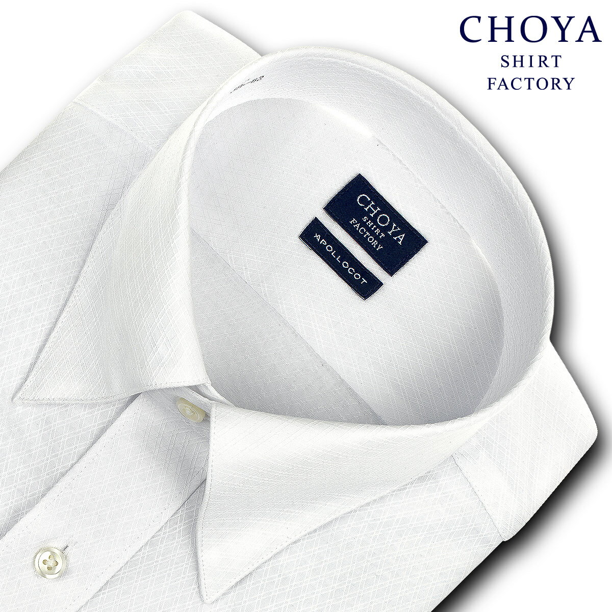 CHOYA SHIRT FACTORY 日清紡アポロコット 長袖 ワイシャツ メンズ 春夏秋冬 形態安定加工 白ドビーバイアスチェック スナップダウンシャツ|綿：100% ホワイト(cfd932-200) 就活 冠婚葬祭 2106scs