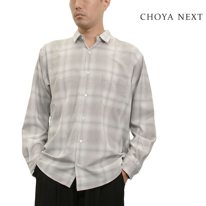 樂天商城 - シャツ カジュアルシャツ グレー チェック メンズ レーヨン とろみ リラックス ゆったり CHOYA NEXT CHOYA NEXT