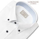 LORDSON by CHOYA 長袖 ワイシャツ メンズ 春夏秋冬 形態安定加工 白ドビー ダイヤ柄 ボタンダウン シャツ 綿：100 ホワイト(cod913-200)