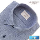 LORDSON Yシャツ 半袖 ワイシャツ メンズ 夏 形態安定 ネイビー 千鳥格子 スナップダウンシャツ 綿100% LORDSON by CHOYA con423-655 